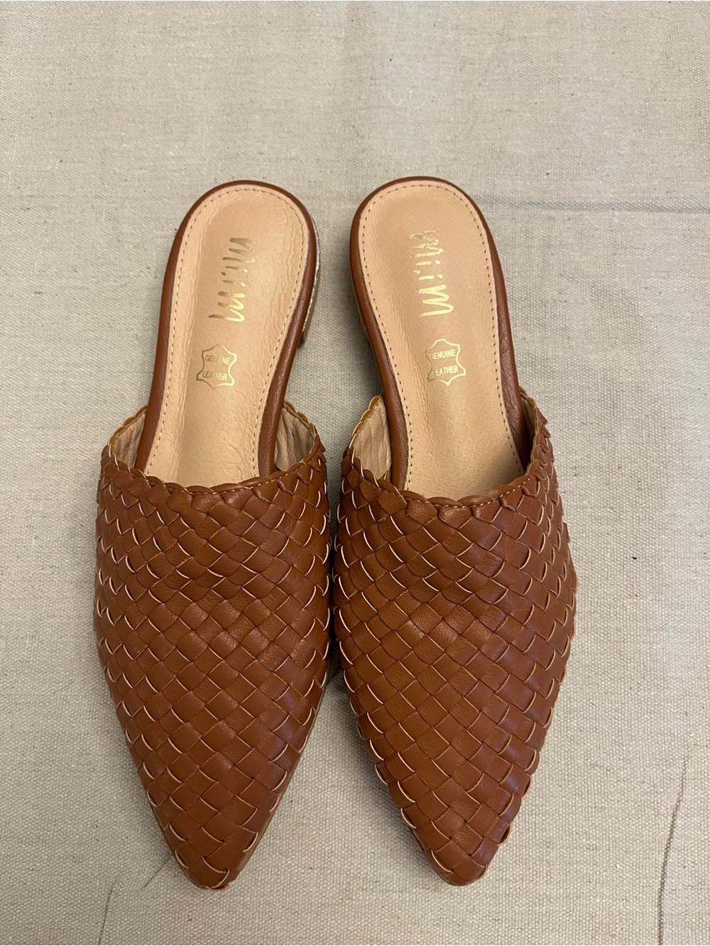Mi.iM “Alice” woven leather mules